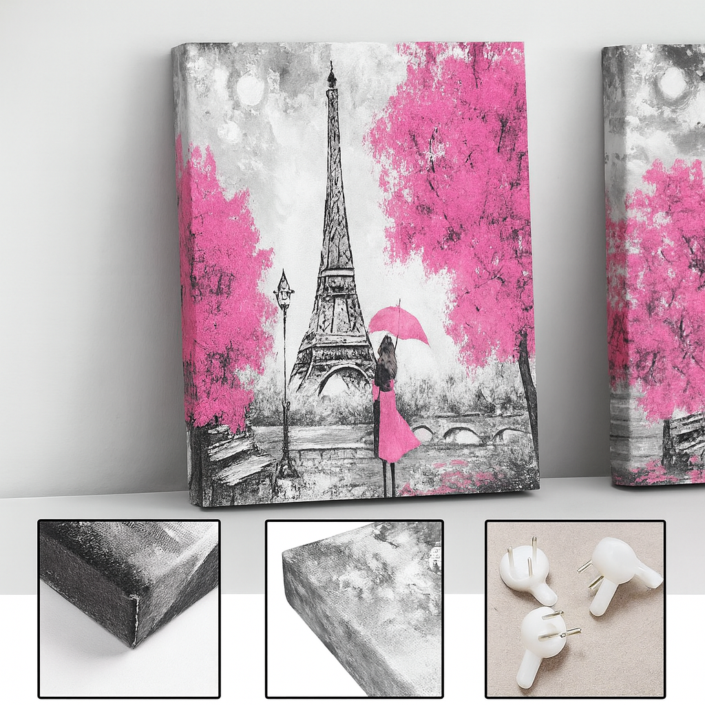 Elegant City Scene Canvas Set – Pink Paris & London Wall Art | Modern Decor | Trufairs