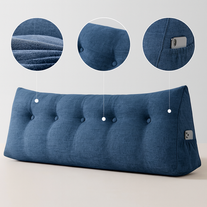 Ergonomic Triangular Backrest – Deluxe Blue Wedge Cushion | Bedroom Comfort | Trufairs