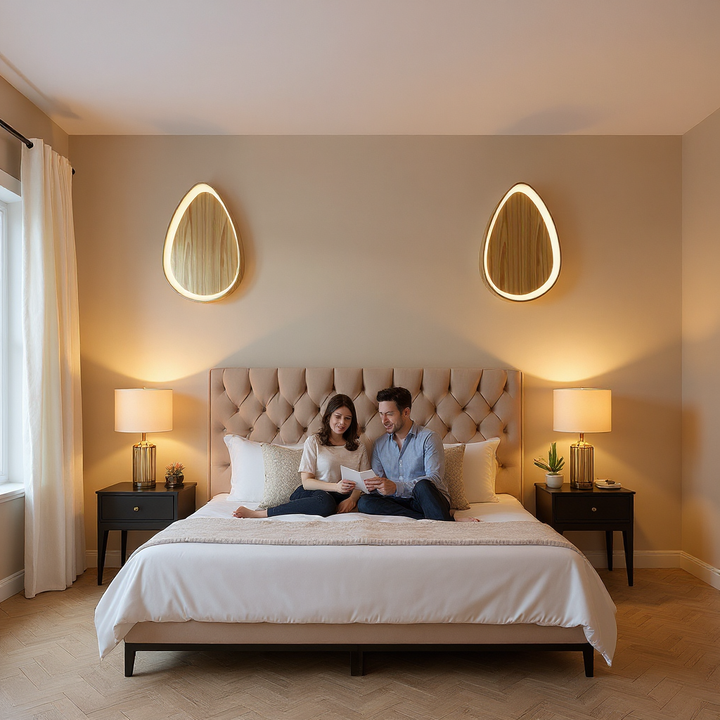 Dual Halo Wall Light – Matte-Black LED Ambience | Modern Wall Lamp | Trufairs
