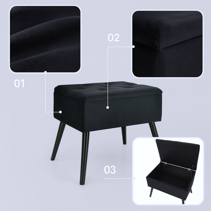 Elegant Velvet Storage Ottoman – Hidden Organizer | Living Room Accent | Trufairs
