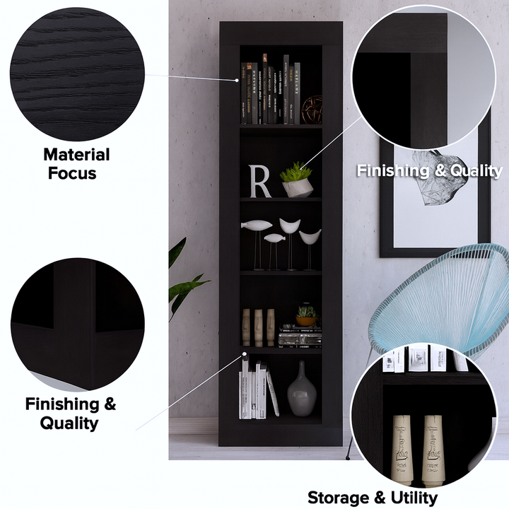 Modern Five-Tier Display Bookcase – Vertical Storage Solution | Contemporary Home Furniture | Trufairs