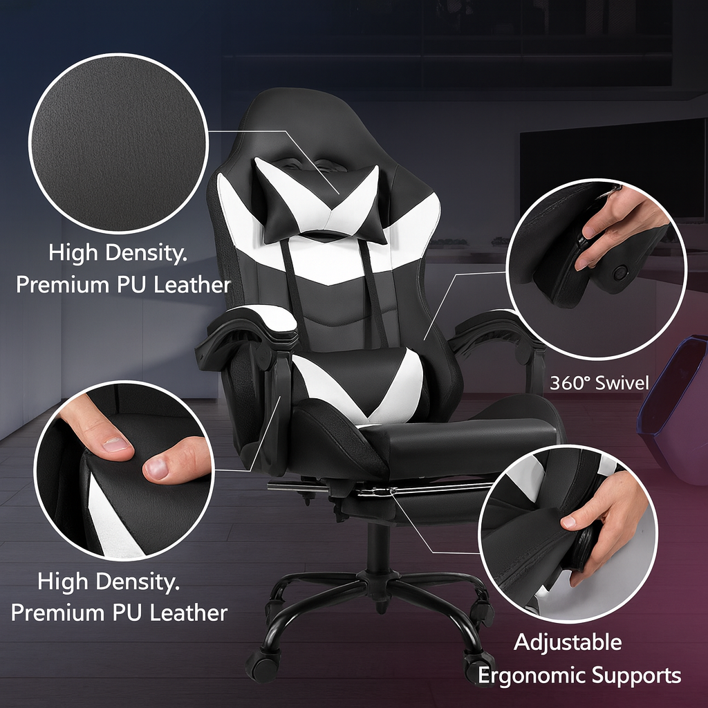 Ergonomic Gaming Chair for Adults – Professional Long-Sitting Support | Computer Chair for Extended Gaming Sessions | Trufairs