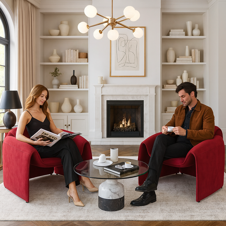 Horten Accent Chair Red – Plush Modern Statement Piece | Designer Accent Seating | Trufairs