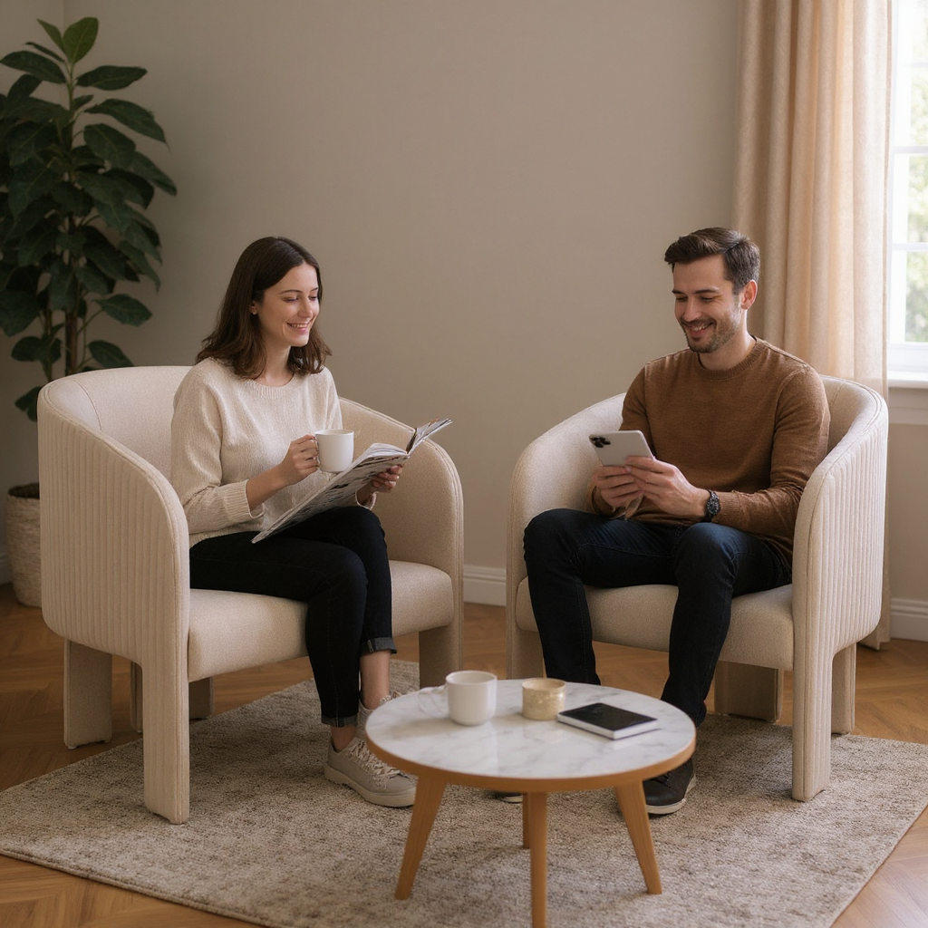 Hull Accent Chair Beige – Resilient Modern Fabric Accent Seating | Living Room Chair | Trufairs