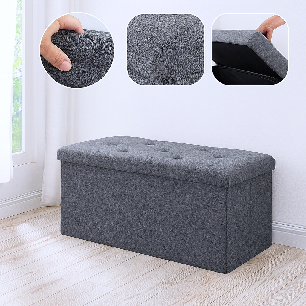 Modern Folding Storage Bench – Space-Saving Ottoman & Organizer | Versatile Furniture | Trufairs