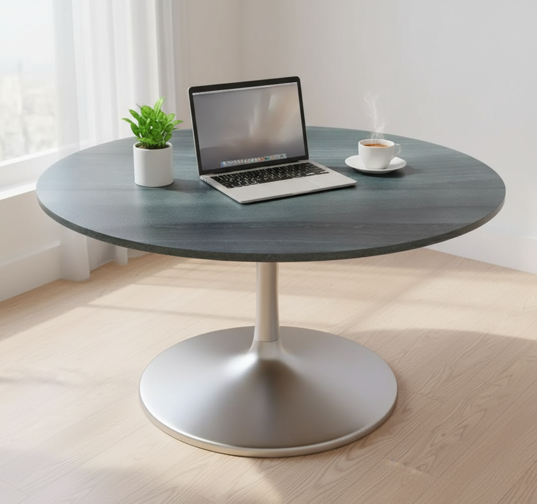 Metropolis Dining Table (60") Gray & Silver