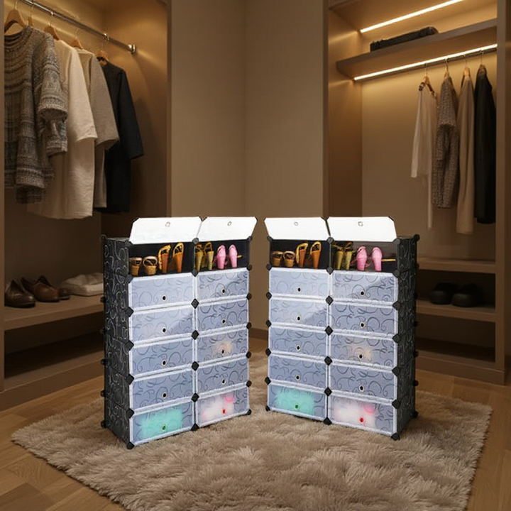 SpaceMax Modular Organizer – Transparent Door Shoe Storage | 12 Cube | Trufairs
