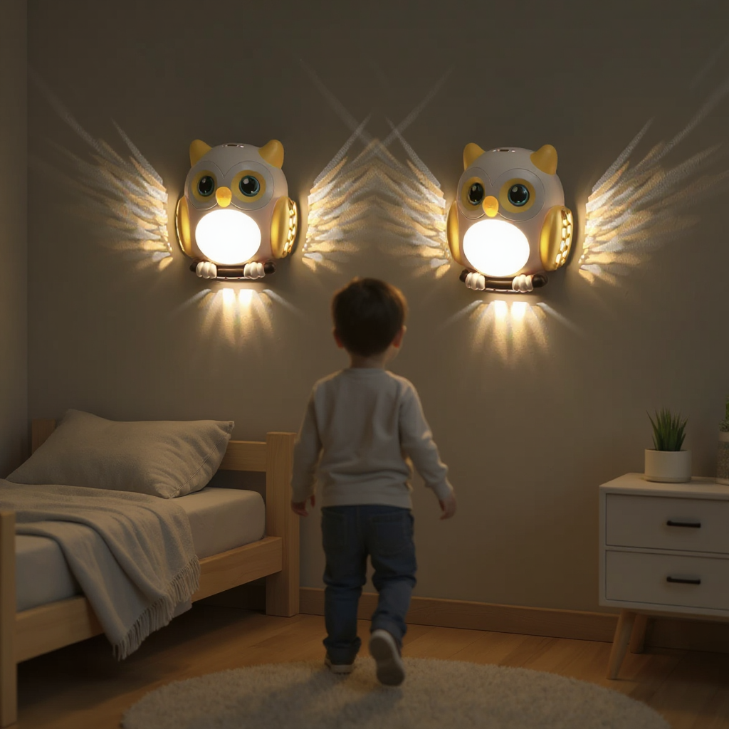 Sintronlink Owl Design Children's LED Night Light – Motion Sensor, Wing Opening Effect, USB Rechargeable, Magnetic Mount | Trufairs
