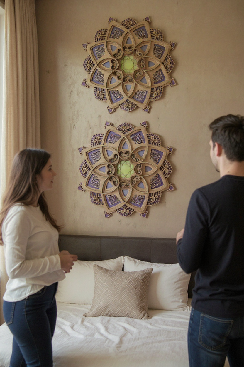 Mandala Wooden Decorative Lamp – Yoga Room LED Night Light, Multilayered Laser Cut Carved Wall Light | Artistic Ornament | Trufairs