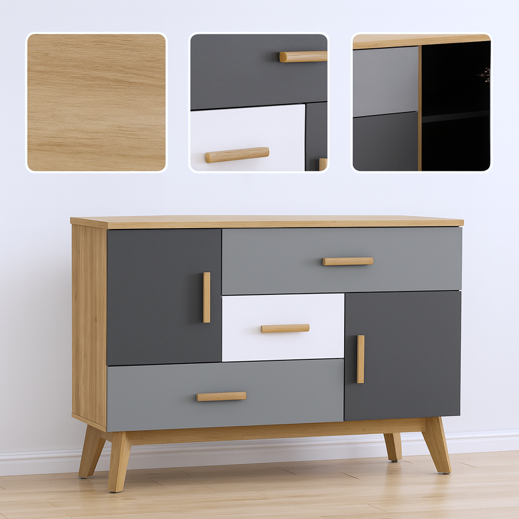 Multi-Section Storage Floor Cabinet – 2-Door & 3-Drawer Organizer | Versatile Storage Furniture | Trufairs