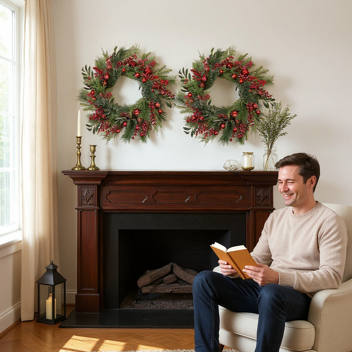 Festive Pine Berry Ornament Wreath – Lush Holiday Charm | Christmas Decor | Trufairs