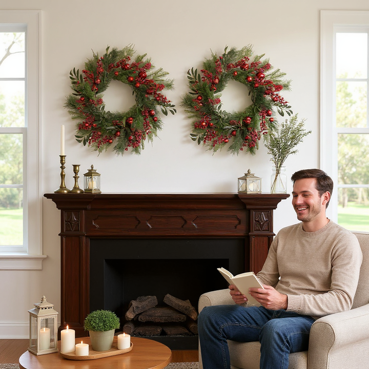 Festive Pine Berry Ornament Wreath – Lush Holiday Charm | Christmas Decor | Trufairs