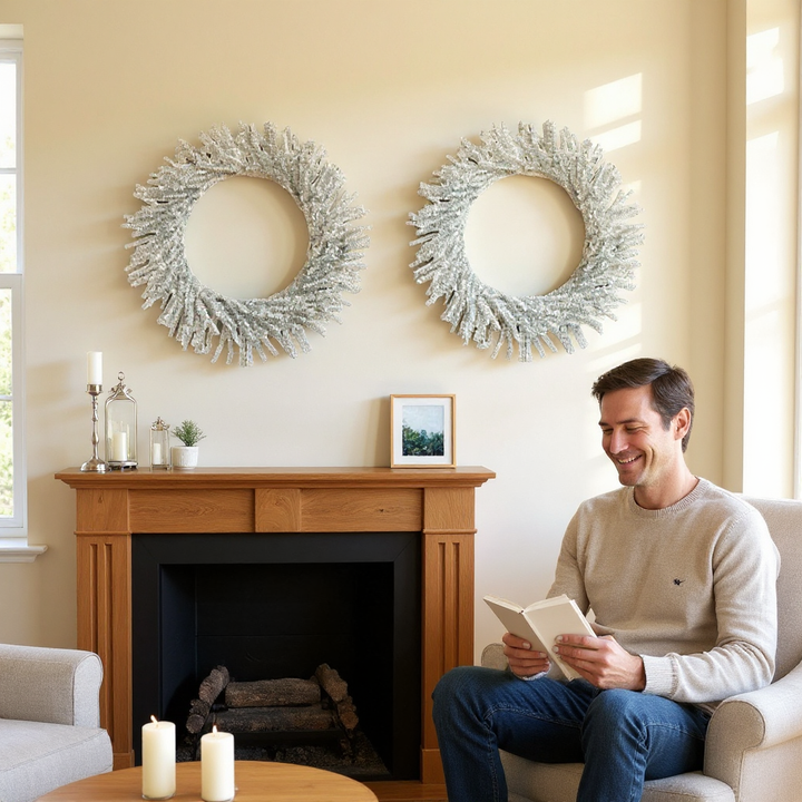 Silver Tinsel Glam Wreath – Sparkling Holiday Accent | Modern Christmas Decor | Trufairs