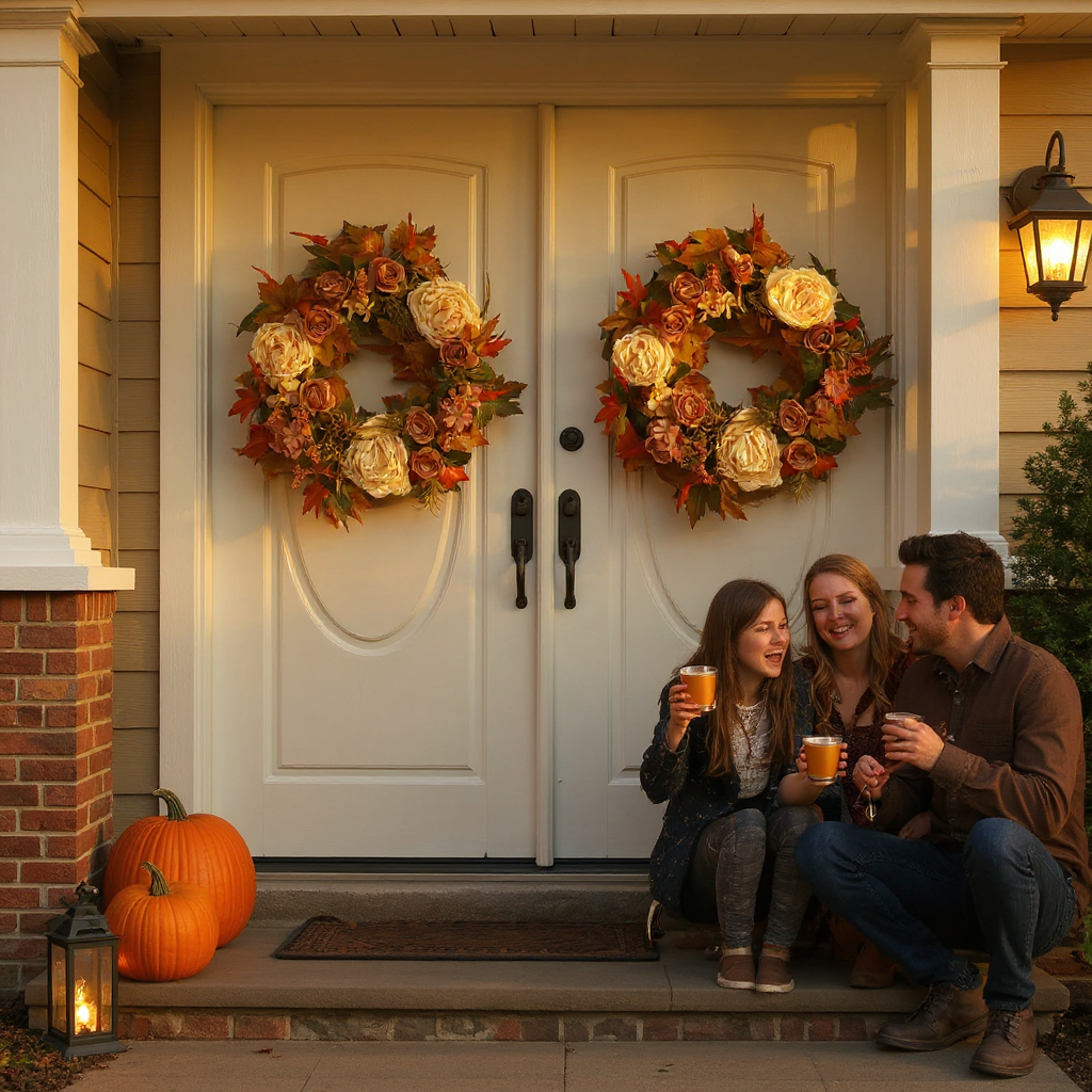 Thanksgiving Peony & Maple Leaf Wreath – Faux Fall Door Decor | Harvest Floral Wall Hanging | Trufairs
