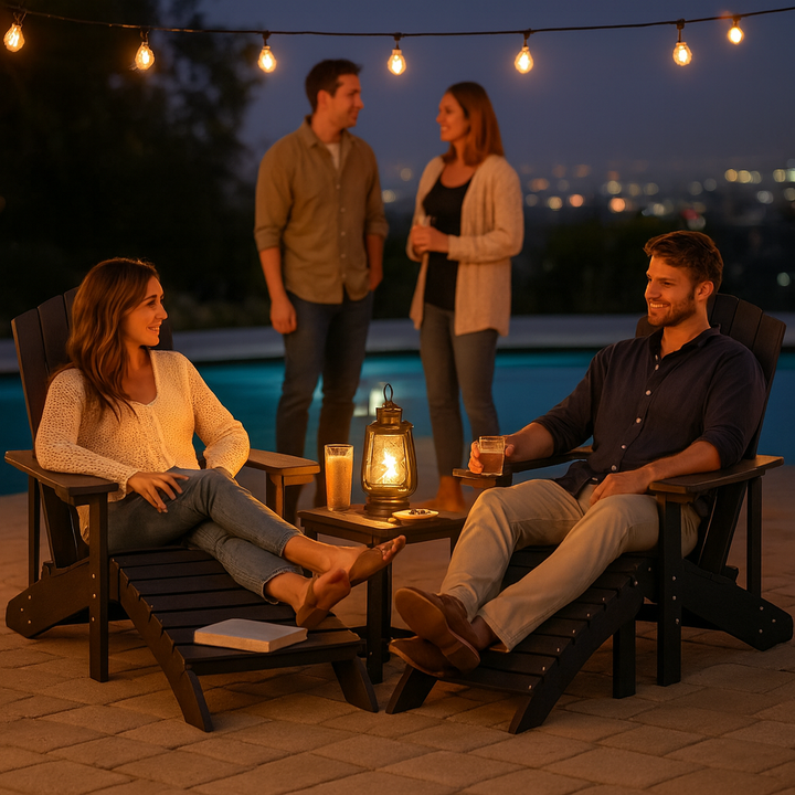 Patio Adirondack Chairs with Footstool & Table HDPE Anthracite – Complete Outdoor Lounge Set | Trufairs