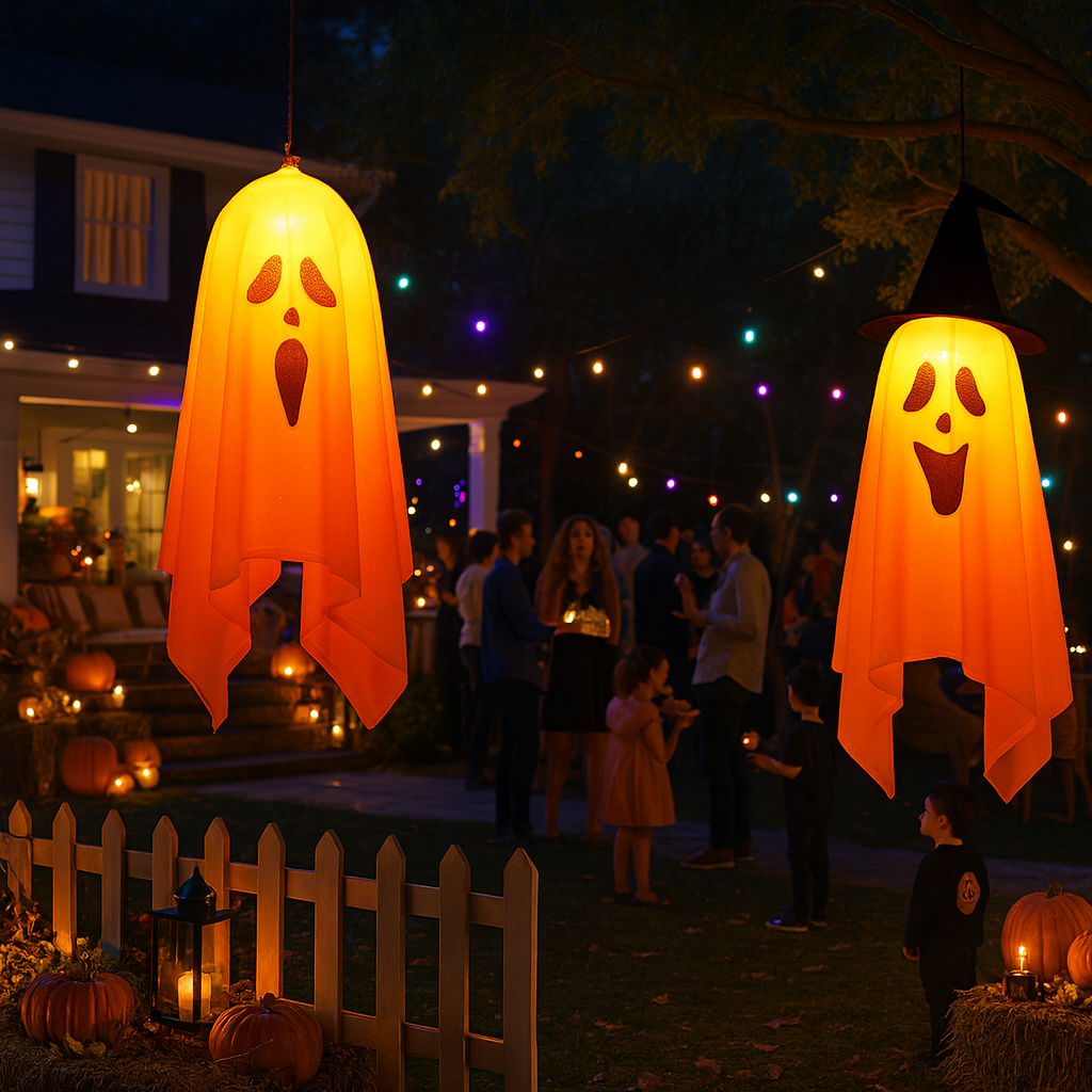 Halloween Hanging Lighted Witch Hat Ghost Decorations – Glowing Outdoor & Indoor Halloween Lights | Trufairs