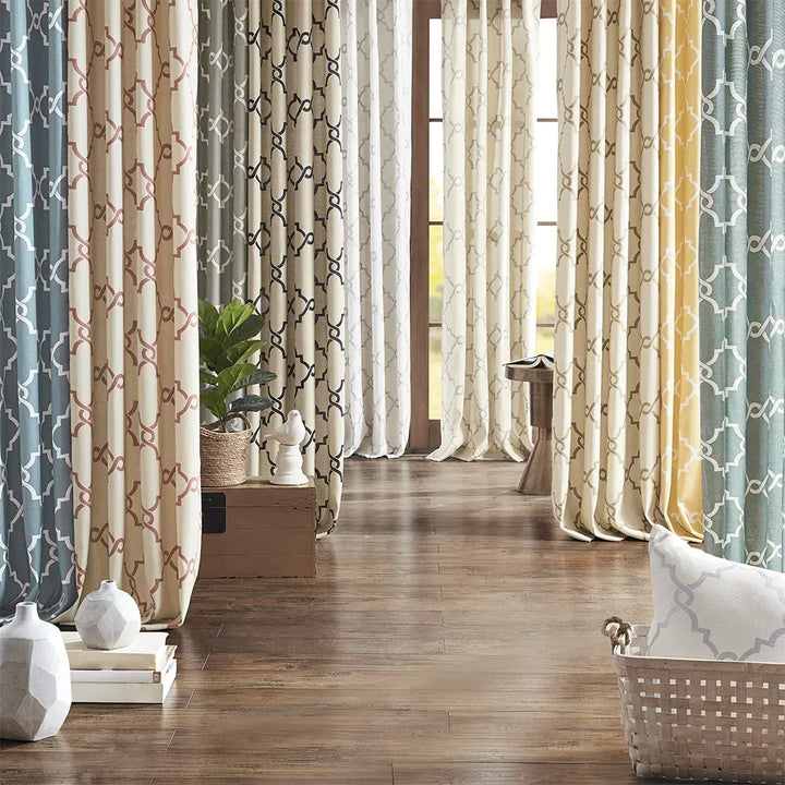 Fretwork Print Grommet Top Window Curtain Panel(Only 1 Pc Panel)