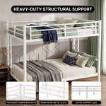 Full-over-full metal bunk bed diagram showing a two-sleeper space-saving layout