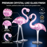 Close-up of glossy glass finish and handmade detail on flamingo figurine