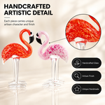 Close-up of glossy glass finish and handmade detail on flamingo figurine