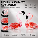 Close-up of glossy glass finish and handmade detail on flamingo figurine