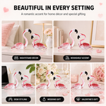 Hand-blown glass flamingo figurine showing unique glass pattern and neck curve