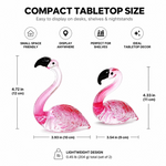 Glass flamingo figurine dimension chart showing 5.9 inch height