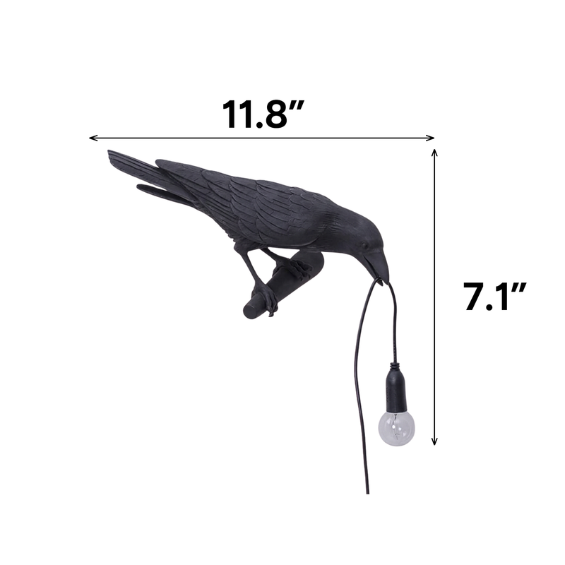 Black raven lamp dimension diagram showing 11.8 inch width and 7.1 inch height