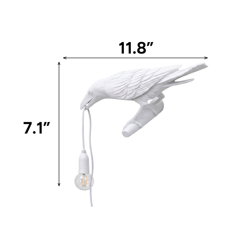 Black raven lamp dimension diagram showing 11.8 inch width and 7.1 inch height