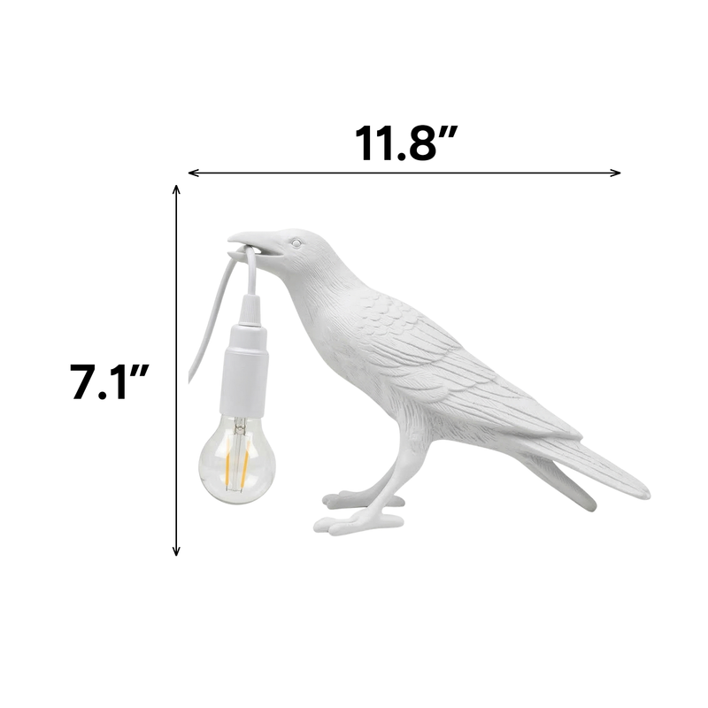 Black raven lamp dimension diagram showing 11.8 inch width and 7.1 inch height