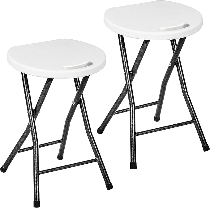 Foldable Table & Step Stool – Heavy-Duty, Portable, Adjustable Height, Indoor/Outdoor Use - 18” White Set of 2