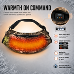 Hand warmer pouch with LED control panel showing three adjustable heat levels