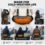 Camouflage hand warmer pouch shown for hunting golf fishing and camping