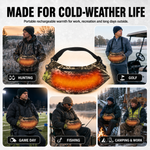 Camouflage hand warmer pouch shown for hunting golf fishing and camping