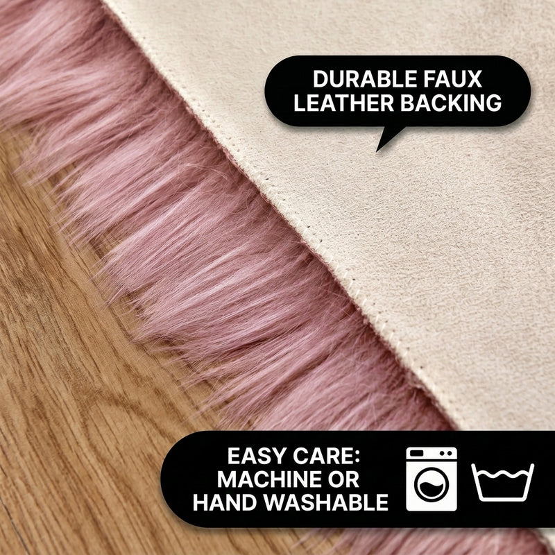Care features graphic showing anti-skid backing - machine washable and easy spot clean