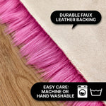 Care features graphic showing anti-skid backing - machine washable and easy spot clean