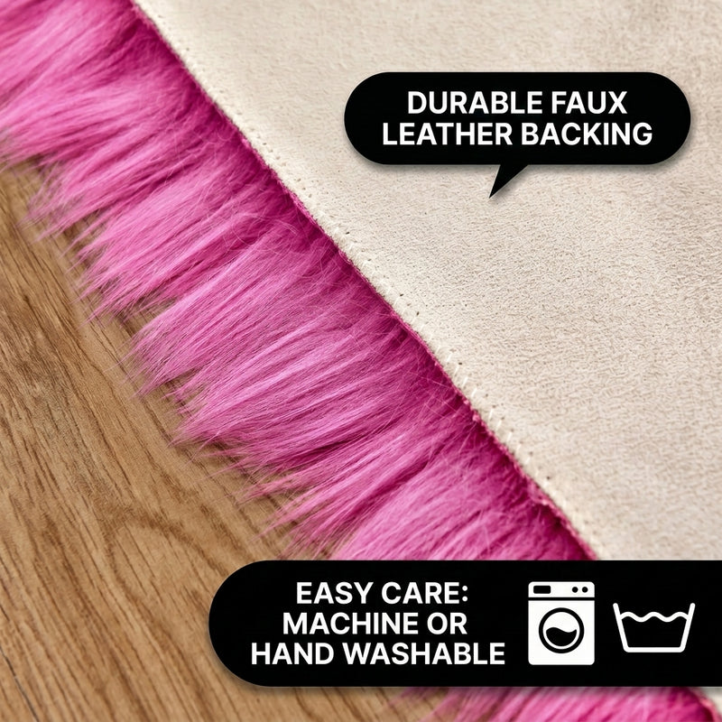 Care features graphic showing anti-skid backing - machine washable and easy spot clean