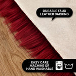 Care features graphic showing anti-skid backing - machine washable and easy spot clean