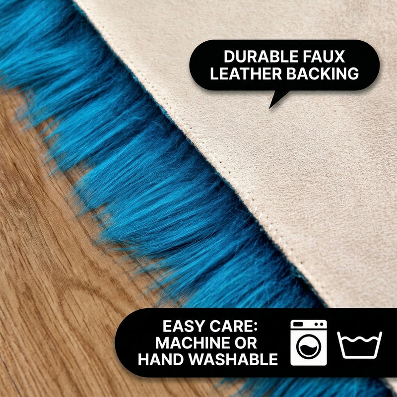 Care features graphic showing anti-skid backing - machine washable and easy spot clean