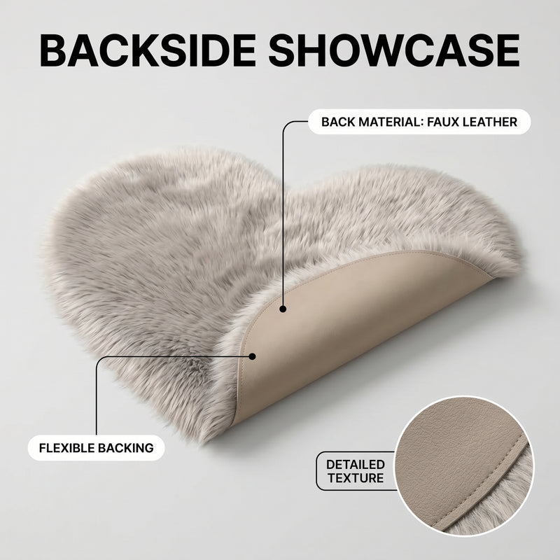 Care features graphic showing anti-skid backing - machine washable and easy spot clean