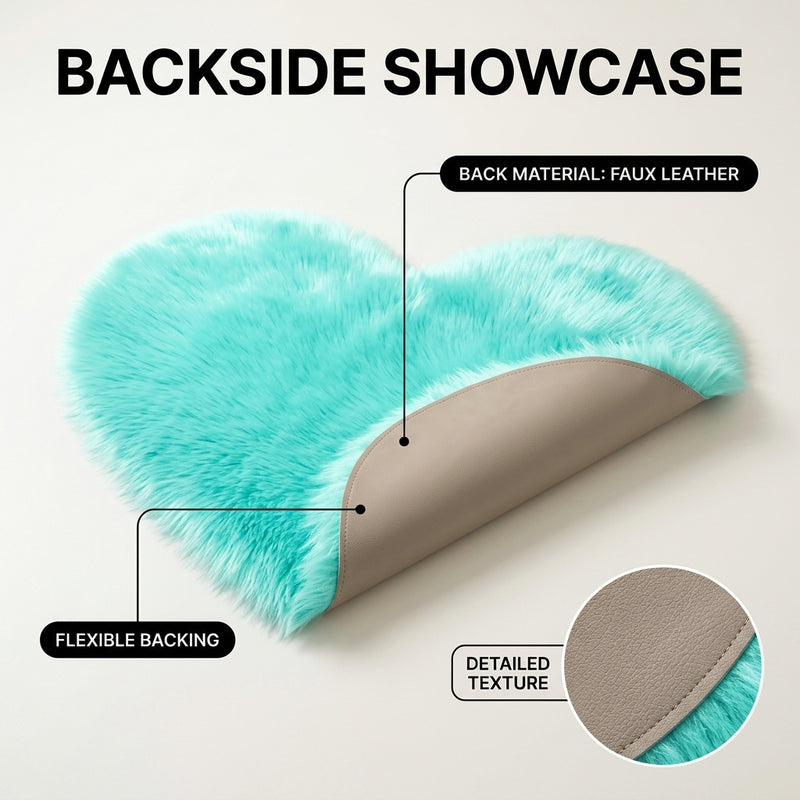 Care features graphic showing anti-skid backing - machine washable and easy spot clean