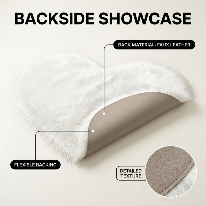 Care features graphic showing anti-skid backing - machine washable and easy spot clean