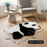 Premium faux fur heart shaped rug graphic noting ultra soft pile and 1.35 lb weight