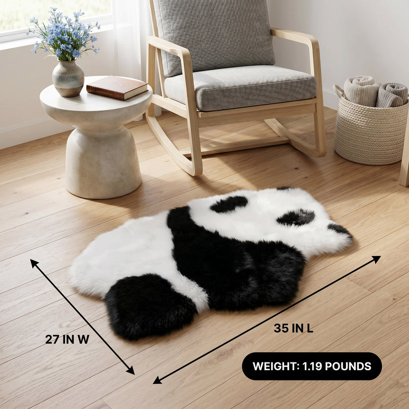 Premium faux fur heart shaped rug graphic noting ultra soft pile and 1.35 lb weight