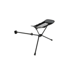 Black oversized folding camping chair with orange trim shown with two rolled carry bags on a white background