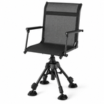 Camo swivel hunting chair with armrests and all-terrain swivel base