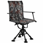 Camo swivel hunting chair with armrests and all-terrain swivel base