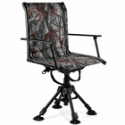 Camo swivel hunting chair with armrests and all-terrain swivel base