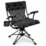 Camo swivel hunting chair with armrests and all-terrain swivel base
