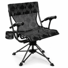 Camo swivel hunting chair with armrests and all-terrain swivel base